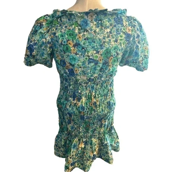 Zara Floral Green and Blue Dress - Picture 2 of 5